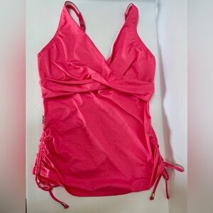 Ativa Pink and White Swimsuit Top